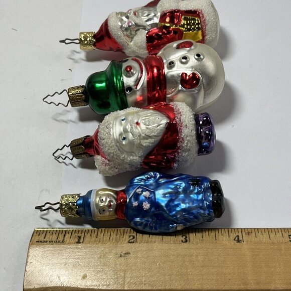 Lot Of 4 Old World Hand Blown Christmas Santa Snowman Soldier Ornaments … - Picture 13 of 13